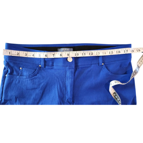 Verve Blues Capri Stretch Elastic Waist Pants Leg Cut-outs Blue Women's 16 - Picture 11 of 12